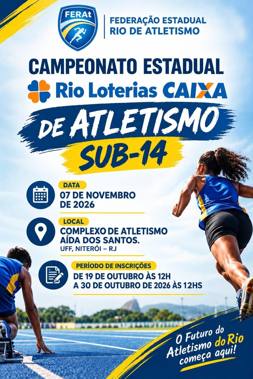 Cartaz do Campeonato Estadual de Atletismo Sub-14 no Rio de Janeiro